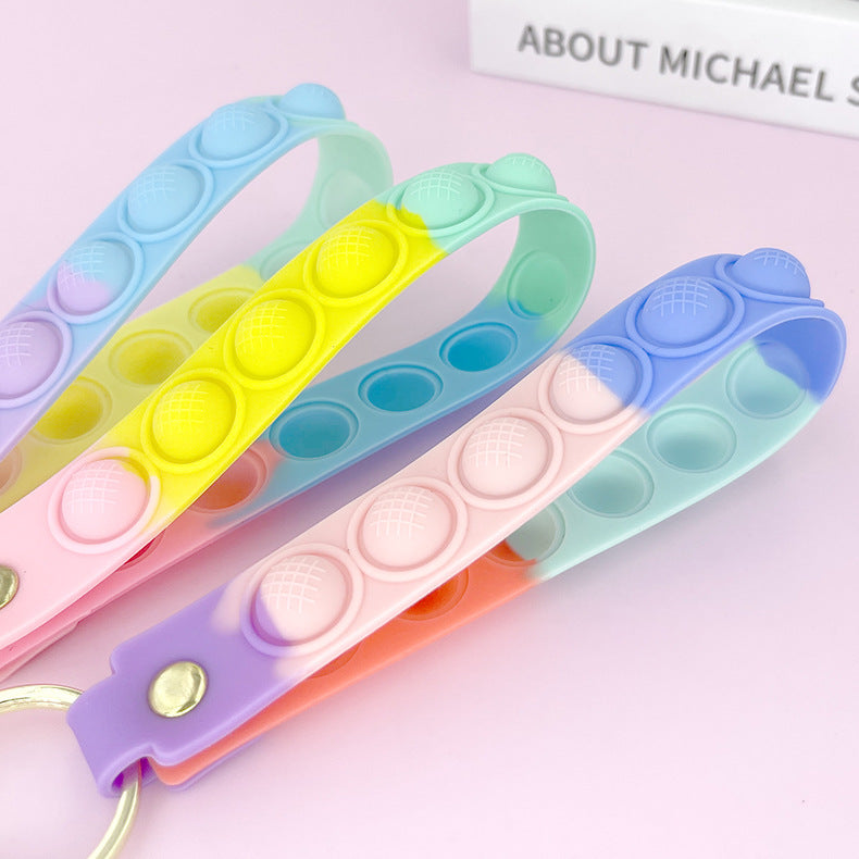 Wholesale PVC Rainbow Fruit Decompression Frozen Leather Rope Keychain